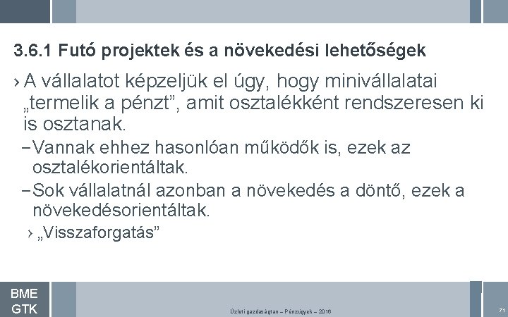 3. 6. 1 Futó projektek és a növekedési lehetőségek › A vállalatot képzeljük el