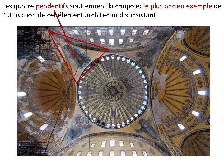 Les quatre pendentifs soutiennent la coupole: le plus ancien exemple de l’utilisation de cet