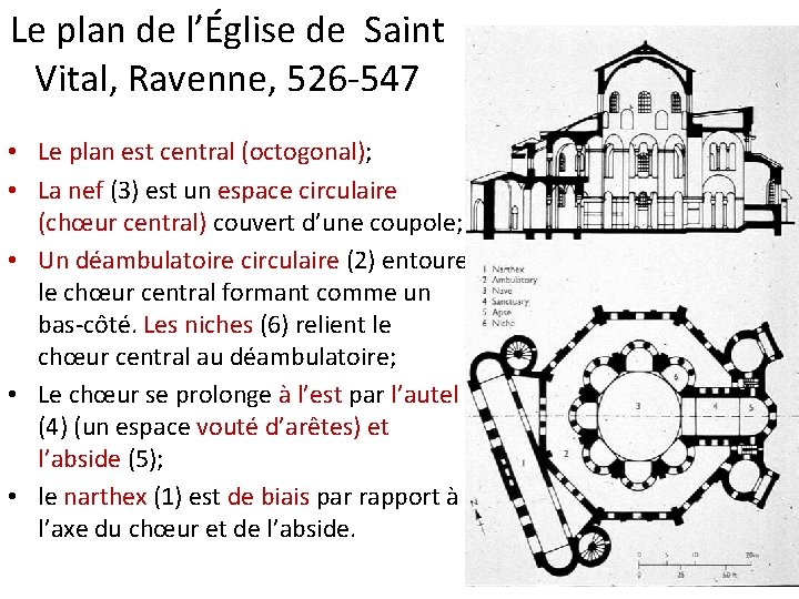 Le plan de l’Église de Saint Vital, Ravenne, 526 -547 • Le plan est