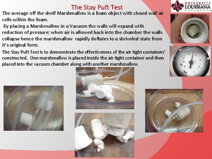 The Stay Puft Test The average off the shelf Marshmallow is a foam object