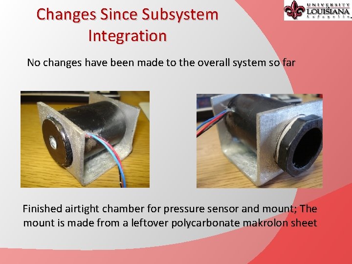 Changes Since Subsystem Integration No changes have been made to the overall system so
