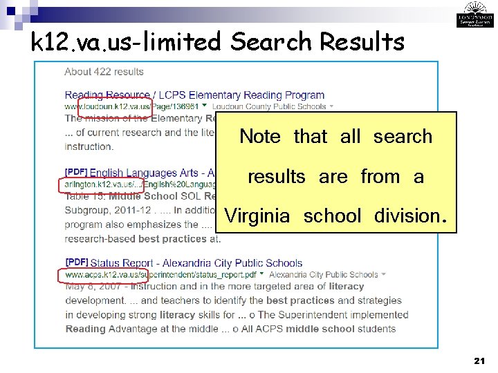 k 12. va. us-limited Search Results Note that all search results are from a