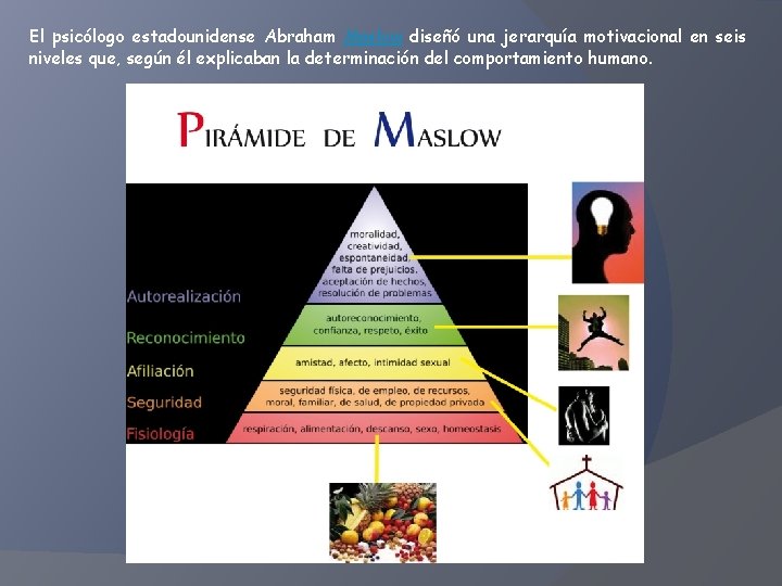 El psicólogo estadounidense Abraham Maslow diseñó una jerarquía motivacional en seis niveles que, según