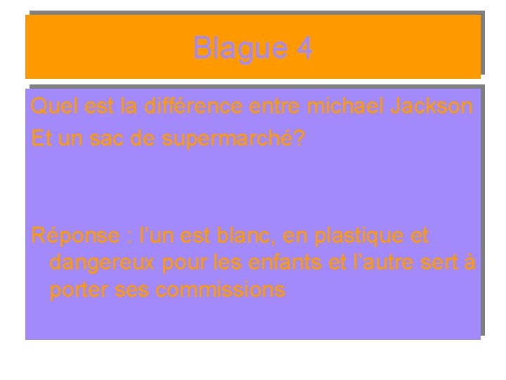 Blague 4 Quel est la différence entre michael Jackson Et un sac de supermarché?