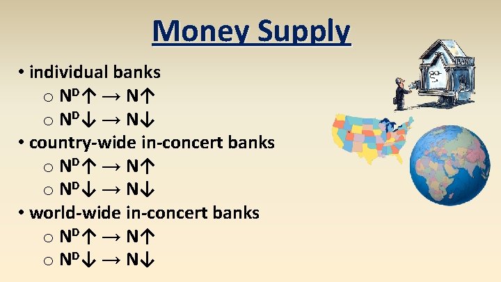 Money Supply • individual banks o ND↑ → N↑ o ND↓ → N↓ •