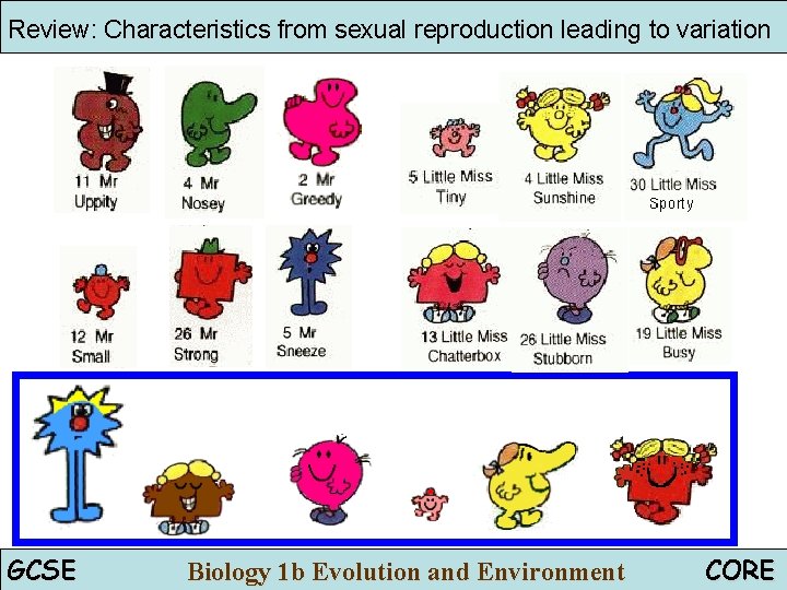 Review: Characteristics from sexual reproduction leading to variation GCSE Biology 1 b Evolution and