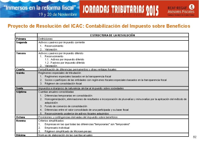 Proyecto de Resolución del ICAC: Contabilización del Impuesto sobre Beneficios Primera Segunda Tercera Cuarta
