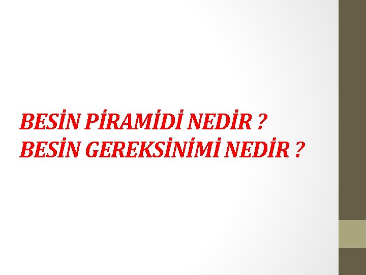 BESİN PİRAMİDİ NEDİR ? BESİN GEREKSİNİMİ NEDİR ? 