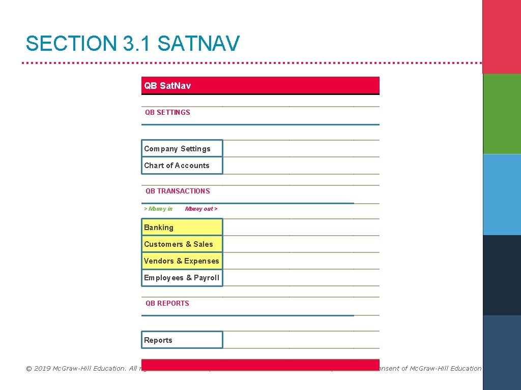 SECTION 3. 1 SATNAV QB Sat. Nav QB SETTINGS Company Settings Chart of Accounts