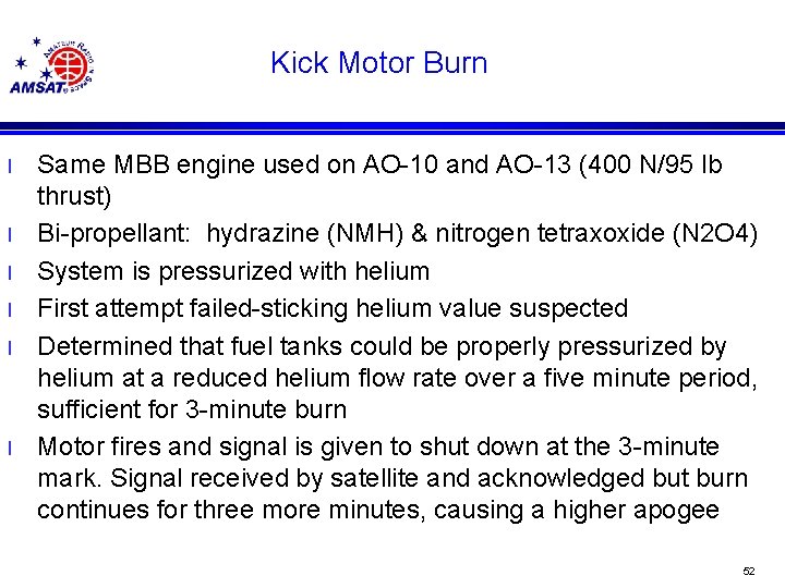 Kick Motor Burn l l l Same MBB engine used on AO-10 and AO-13