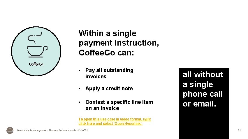 The Coffee. Co example Within a single payment instruction, Coffee. Co can: Coffee. Co