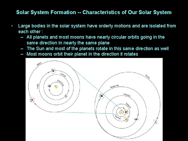 Solar System Formation -- Characteristics of Our Solar System • Large bodies in the
