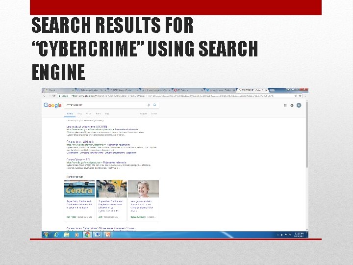 SEARCH RESULTS FOR “CYBERCRIME” USING SEARCH ENGINE 