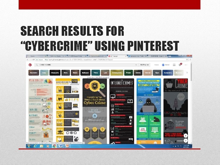 SEARCH RESULTS FOR “CYBERCRIME” USING PINTEREST 