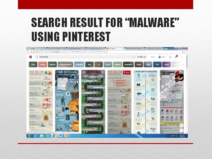 SEARCH RESULT FOR “MALWARE” USING PINTEREST 