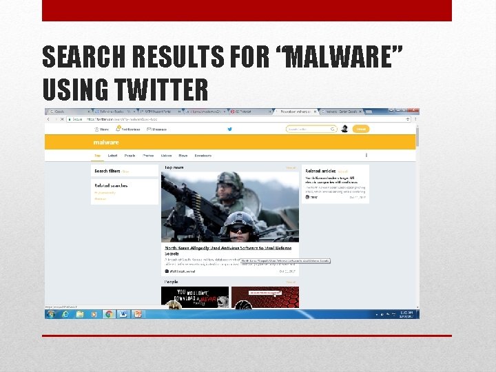 SEARCH RESULTS FOR “MALWARE” USING TWITTER 