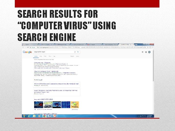 SEARCH RESULTS FOR “COMPUTER VIRUS” USING SEARCH ENGINE 