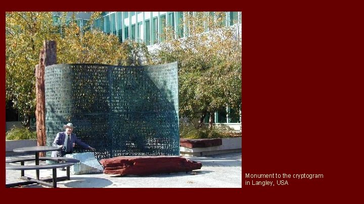 Monument to the cryptogram in Langley, USA 