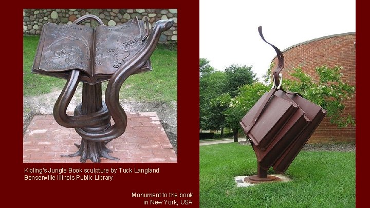 Kipling's Jungle Book sculpture by Tuck Langland Bensenville Illinois Public Library Monument to the