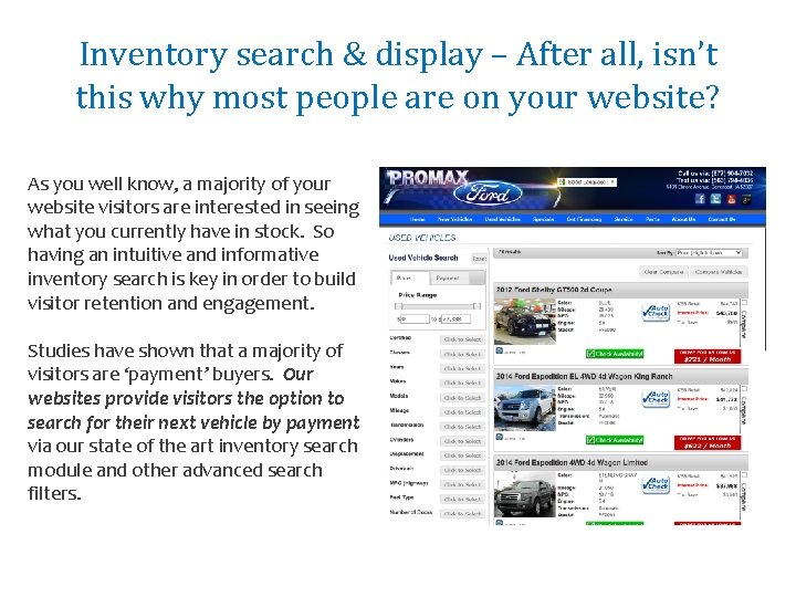 Inventory search & display – After all, isn’t this why most people are on
