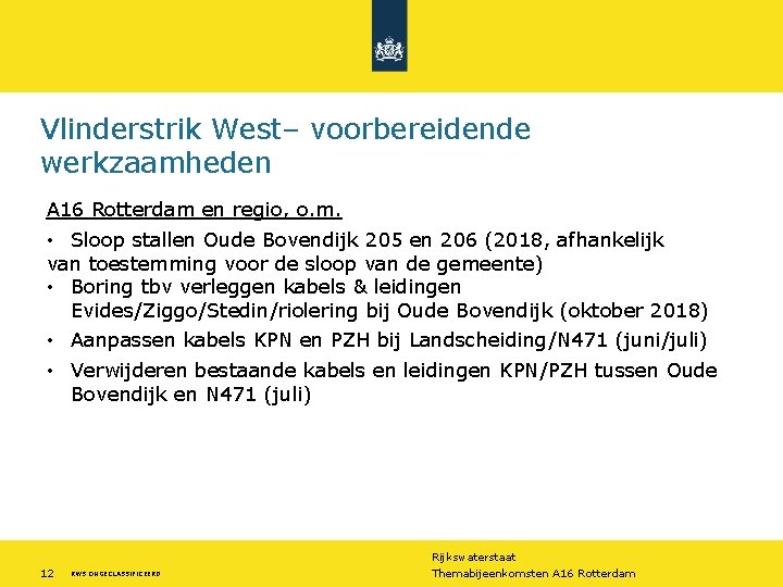 Vlinderstrik West– voorbereidende werkzaamheden A 16 Rotterdam en regio, o. m. • Sloop stallen