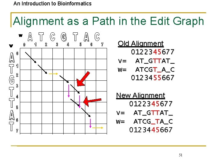 An Introduction to Bioinformatics Alignment as a Path in the Edit Graph Old Alignment