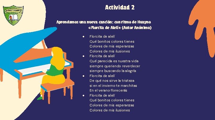 Actividad 2 Aprendamos una nueva canción: con ritmo de Huayno «Florcita de Alelí» (Autor