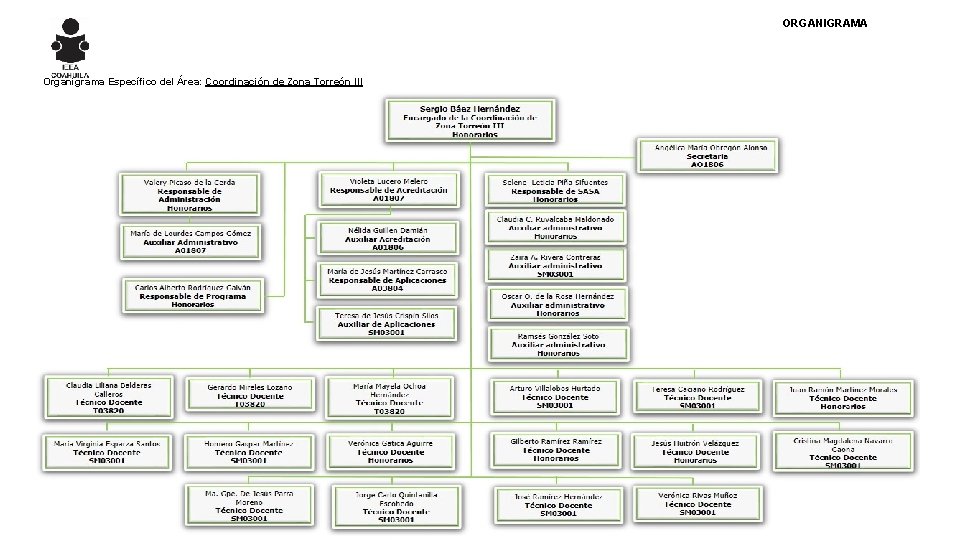 ORGANIGRAMA Organigrama Específico del Área: Coordinación de Zona Torreón III 