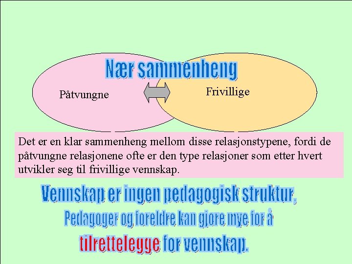 Påtvungne Frivillige Det er en klar sammenheng mellom disse relasjonstypene, fordi de påtvungne relasjonene