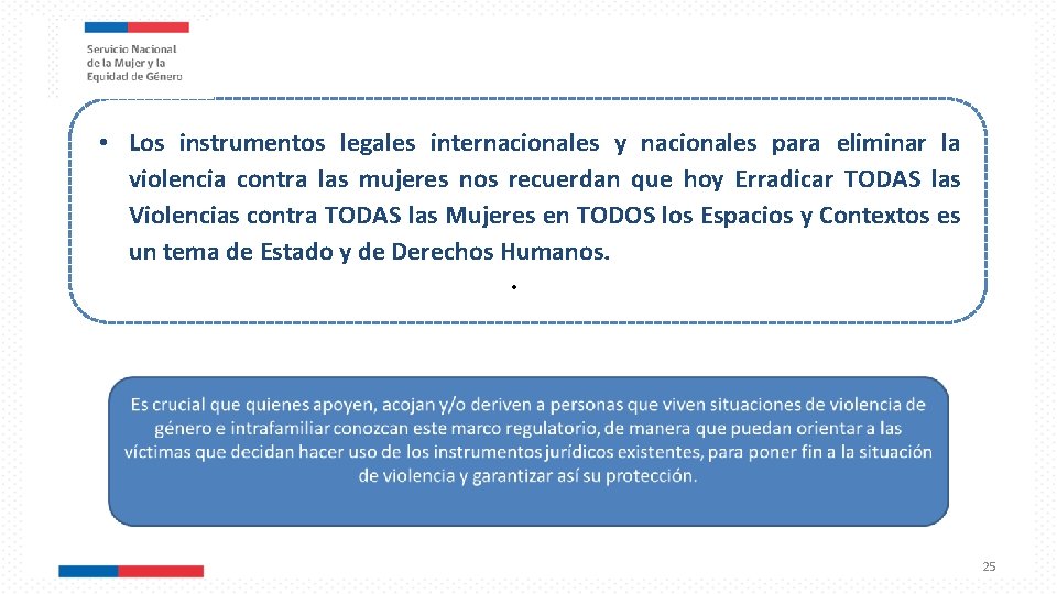  • Los instrumentos legales internacionales y nacionales para eliminar la violencia contra las