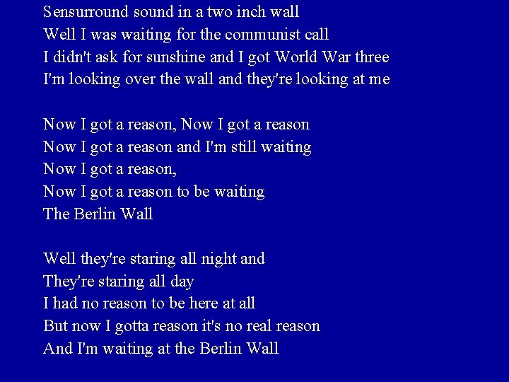 Sensurround sound in a two inch wall Well I was waiting for the communist