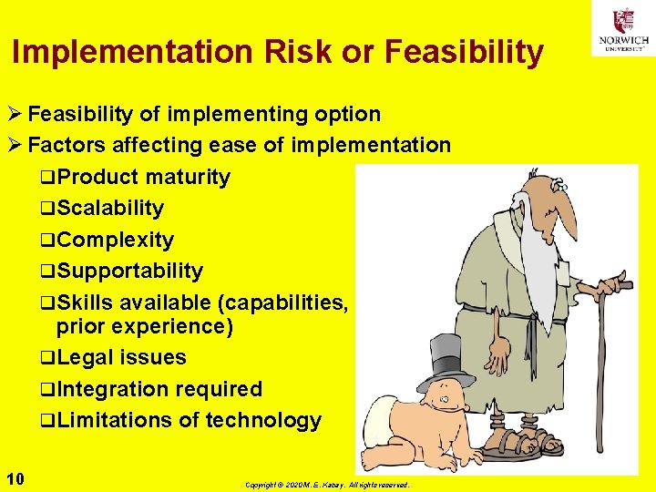 Implementation Risk or Feasibility Ø Feasibility of implementing option Ø Factors affecting ease of