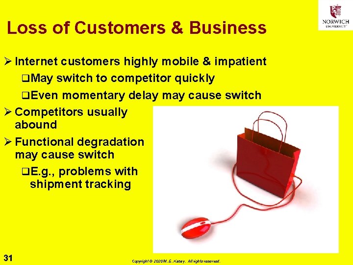 Loss of Customers & Business Ø Internet customers highly mobile & impatient q. May