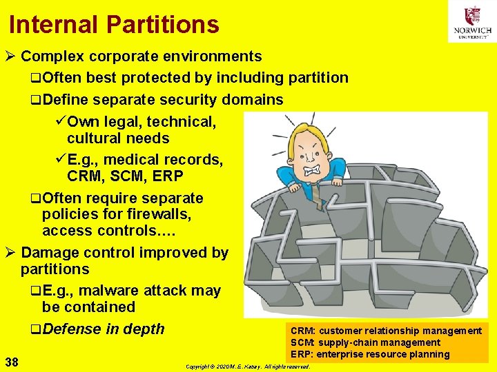 Internal Partitions Ø Complex corporate environments q Often best protected by including partition q