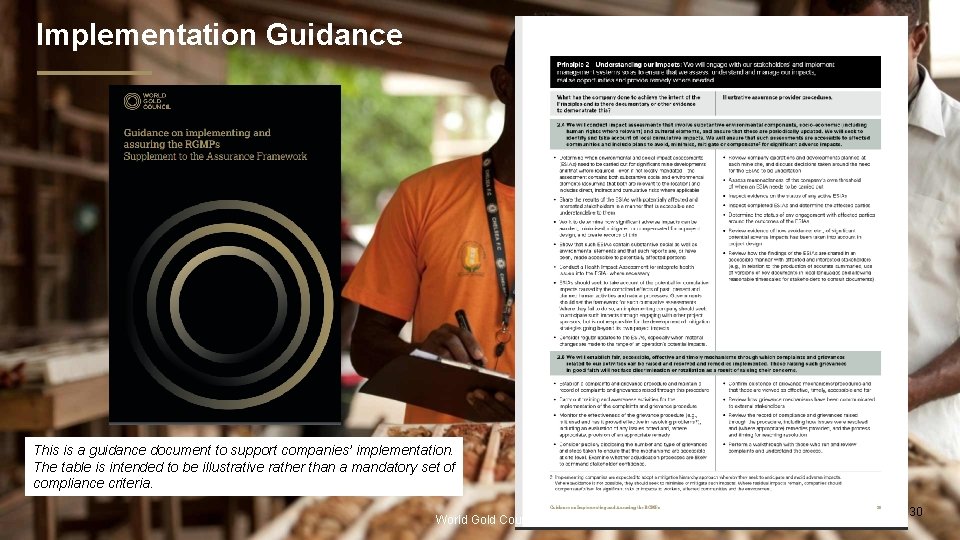 Implementation Guidance This is a guidance document to support companies’ implementation. The table is
