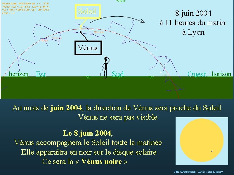 Soleil 8 juin 2004 à 11 heures du matin à Lyon Vénus horizon Est