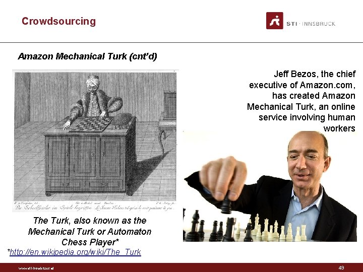 Crowdsourcing Amazon Mechanical Turk (cnt’d) Jeff Bezos, the chief executive of Amazon. com, has