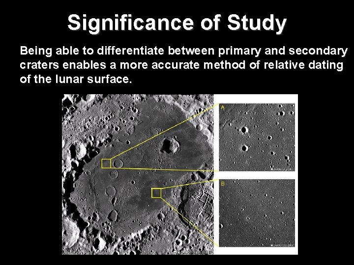 Significance of Study Being able to differentiate between primary and secondary craters enables a