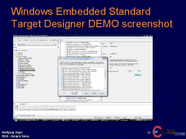 Windows Embedded Standard Target Designer DEMO screenshot Wolfgang Unger 2010 – Gergely Rózsa 42
