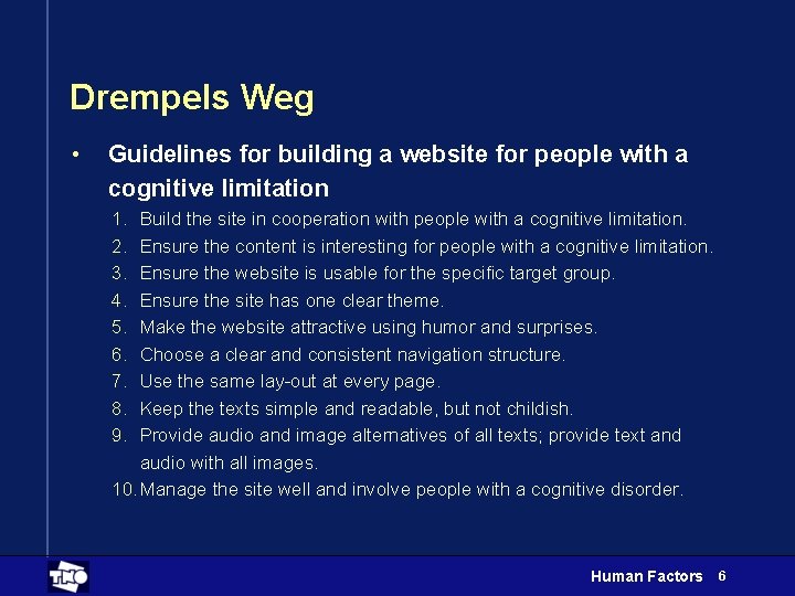 Drempels Weg • Guidelines for building a website for people with a cognitive limitation