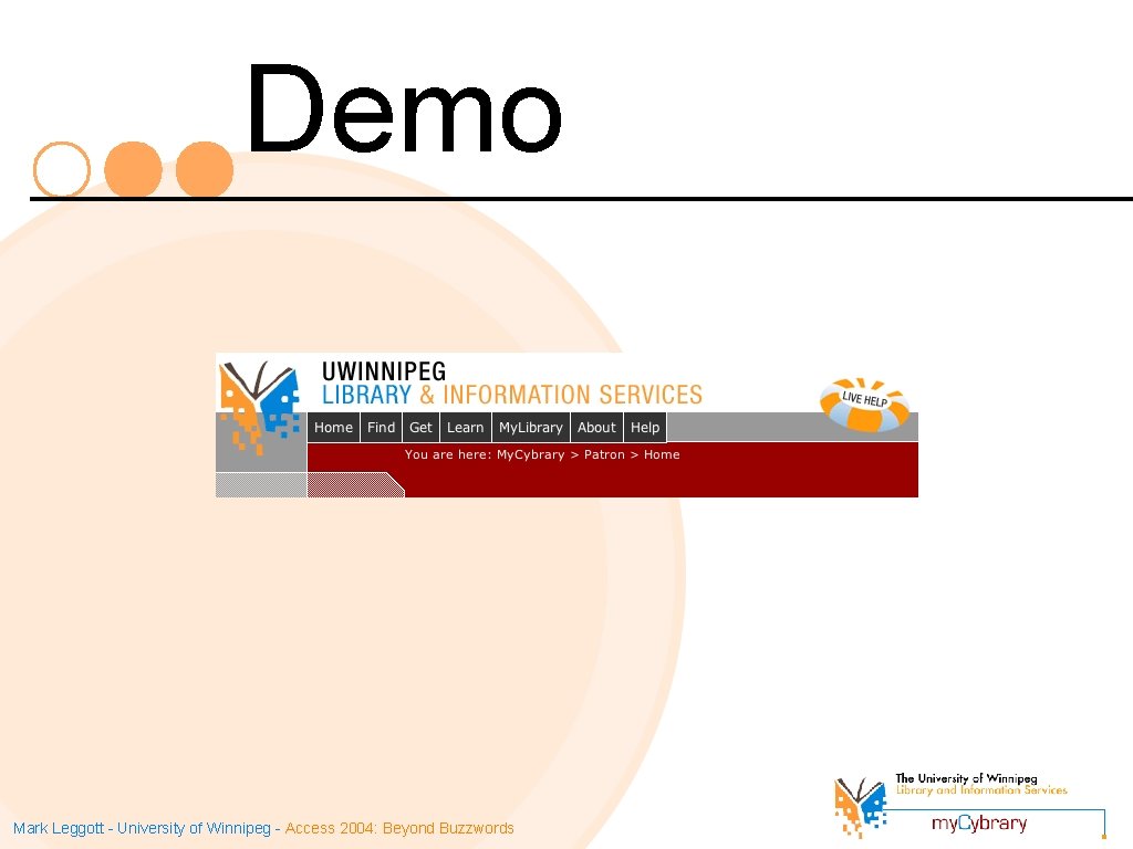 Demo Mark Leggott - University of Winnipeg - Access 2004: Beyond Buzzwords 