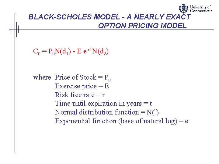 BLACK-SCHOLES MODEL - A NEARLY EXACT OPTION PRICING MODEL C 0 = P 0