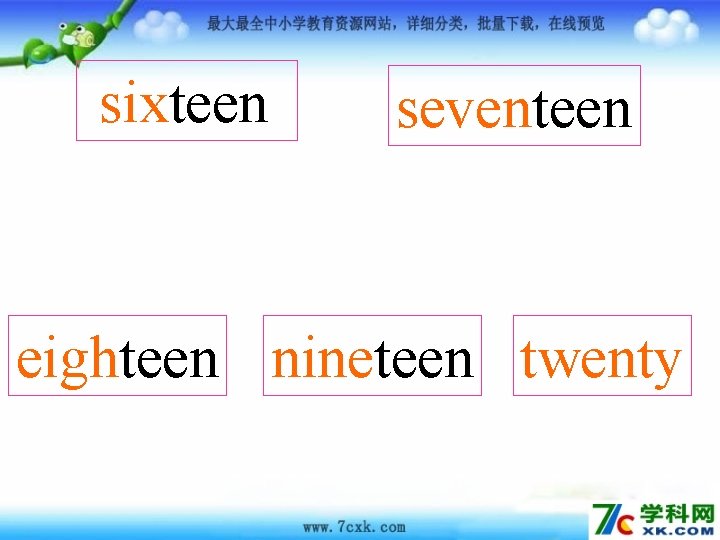 sixteen seventeen eighteen nineteen twenty 