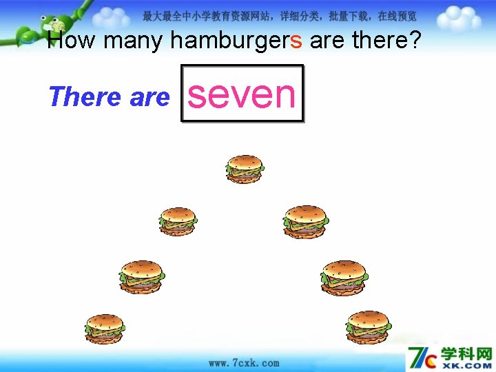 How many hamburgers are there? There are seven 