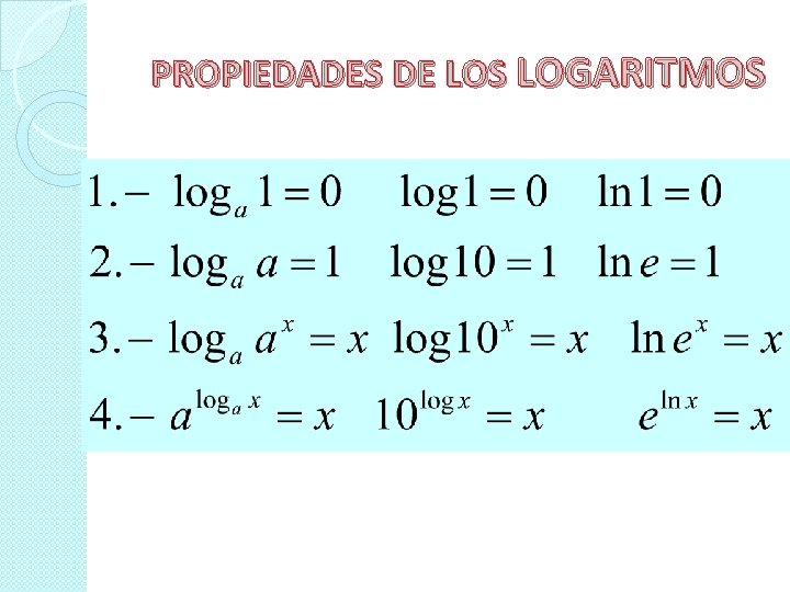 PROPIEDADES DE LOS LOGARITMOS 
