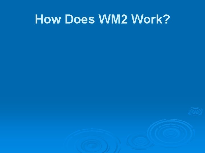 How Does WM 2 Work? 