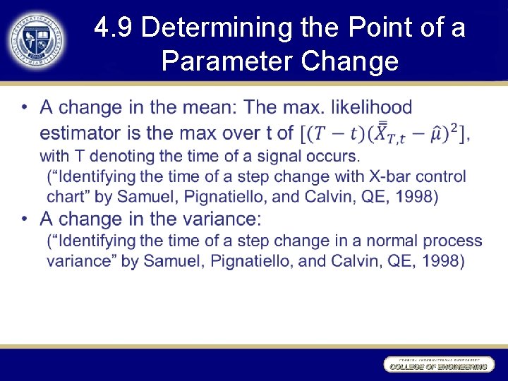 4. 9 Determining the Point of a Parameter Change • 4. 9 Determining the Point of a Parameter Change •