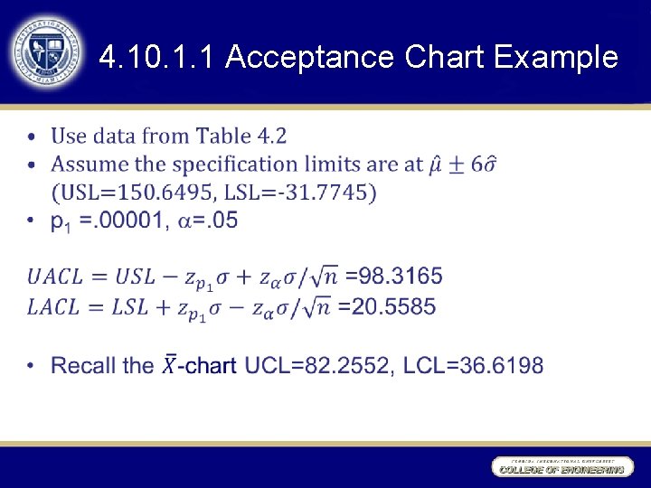 4. 10. 1. 1 Acceptance Chart Example • 4. 10. 1. 1 Acceptance Chart Example •