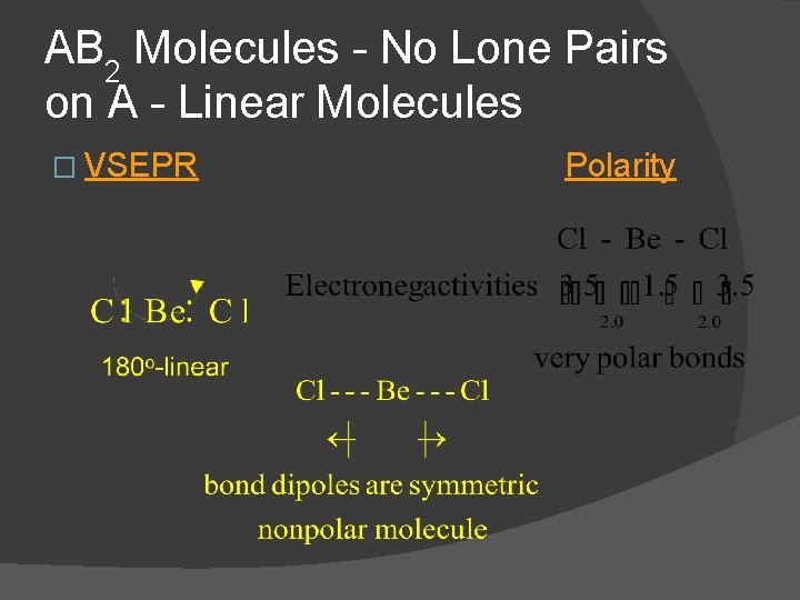 AB 2 Molecules - No Lone Pairs on A - Linear Molecules � VSEPR