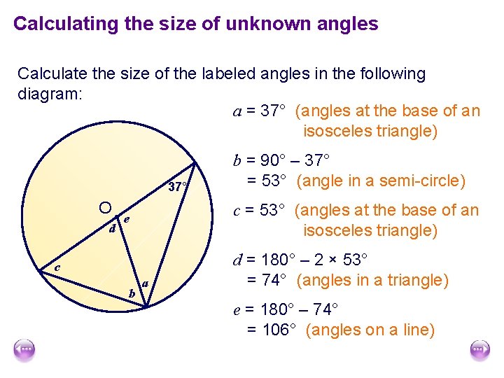 Calculating the size of unknown angles Calculate the size of the labeled angles in Calculating the size of unknown angles Calculate the size of the labeled angles in